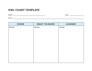 KWL Chart Education Template