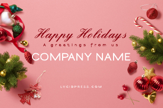 Pink Simple Business Christmas Postcard Template