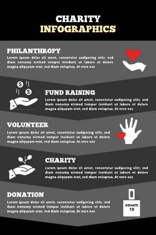 Grey Black Charity Infographics Template