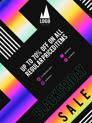 Modern Rainbow Angles Black Friday Holiday Retail Poster Template