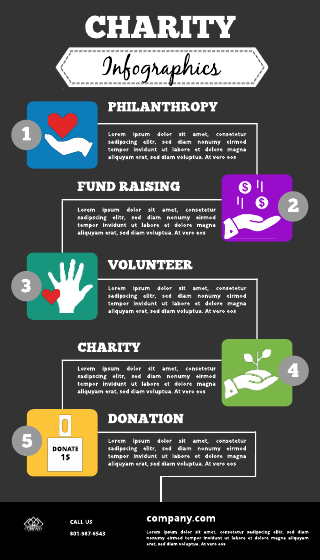 Black Timeline Charity Infographic Template
