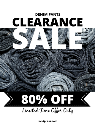 Denim Sale Black and White Poster Template