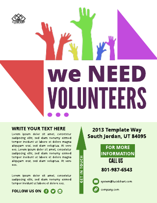 Simple Colorful Volunteer Flyer Template