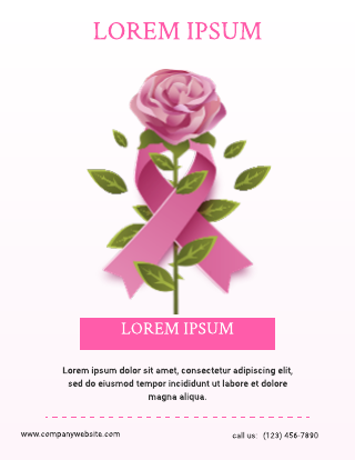 Rose Pink Ribbon Breast Cancer Poster Template