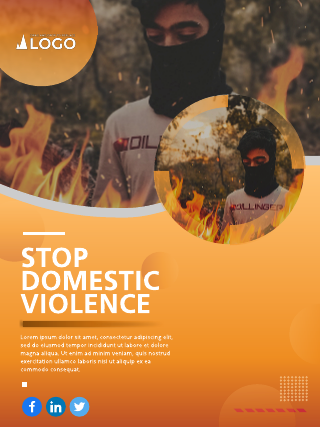 Orange Stop Domestic Violence Poster Flyer Template