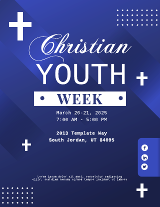 Blue Christian Youth Week Church Flyer Template