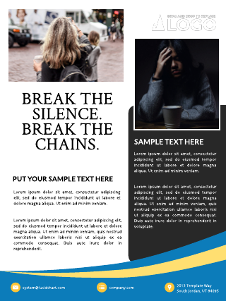 Blue Break The Silence. Break The Chains. Poster Template