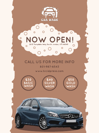 Brown Car Wash Poster Template