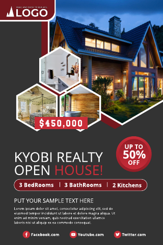 Red Kyobi Realty Open House Invitation Template