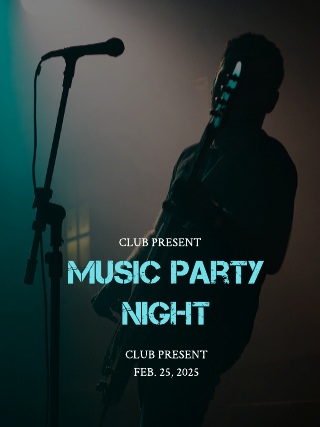 Singer Music Party Blue Green Poster Template