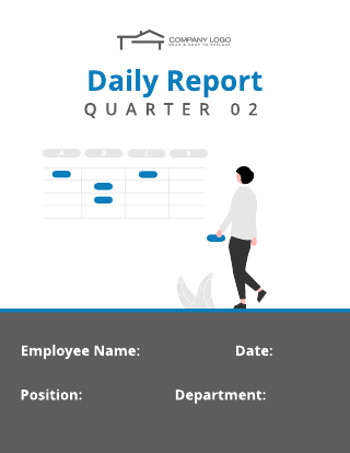 Office Illustration Employee Daily Task Report Template
