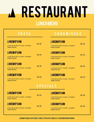 White and Yellow Theme Restaurant Lunch Menu Template