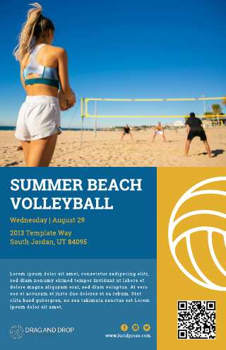 Summer Beach Volleyball Poster Template