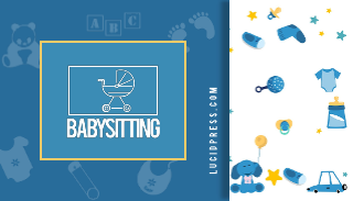 Simple Blue with Icons Babysitting Business Card Template