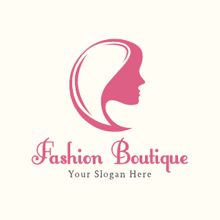 Pink Woman Head Fashion Logo Template