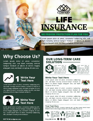 Dark Green and White Life Insurance Flyer Template