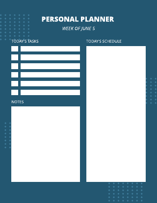 Personal daily schedule template