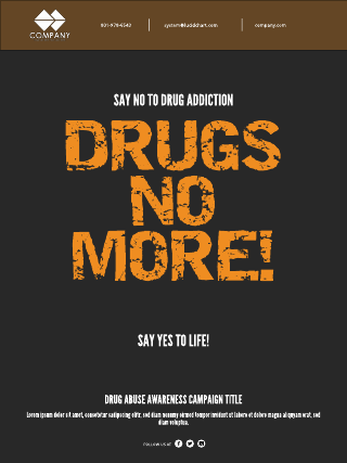 Black Orange Drugs No More Poster Template