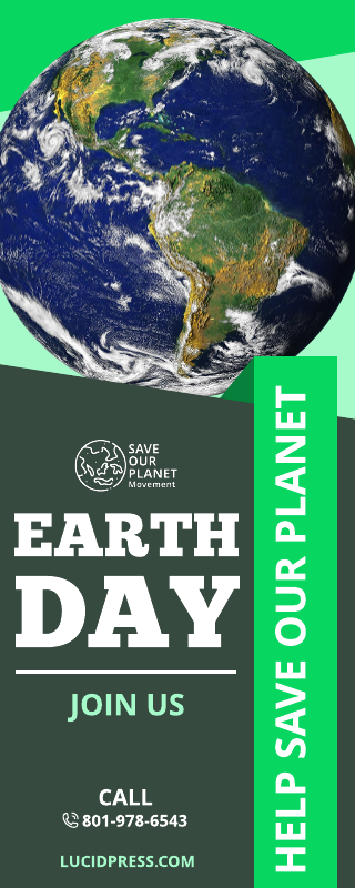Green Theme Earth Day Vertical Print Banner Template