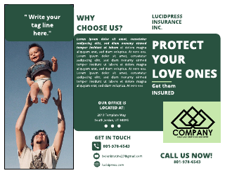 White Dark Green Insurance Brochure Template