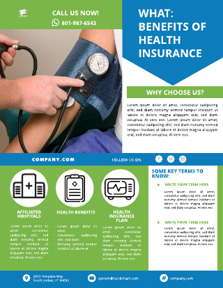 Green and Blue Insurance Benefit Flyer Template