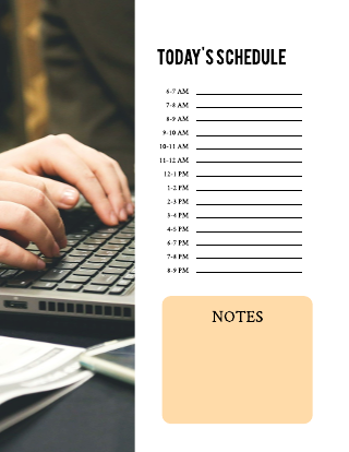 Todays Schedule with Notes Plain Template