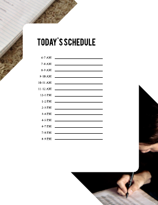 Todays Schedule Writing Image Template