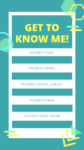 Vibrant Blue and Yellow Get to Know Me Instagram Story Template