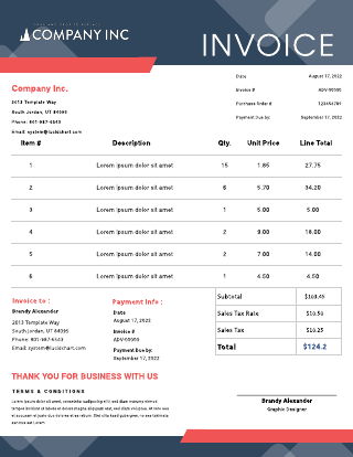 Modern Dark and Red Sales Invoice Template