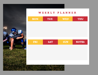 Red Sports Weekly Calendar Template