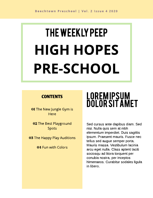High Hopes Pre School Newsletter