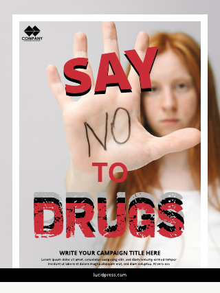 White Red No To Drugs Poster Template