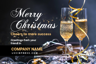 Wine Glasses Christmas Business Postcard Template