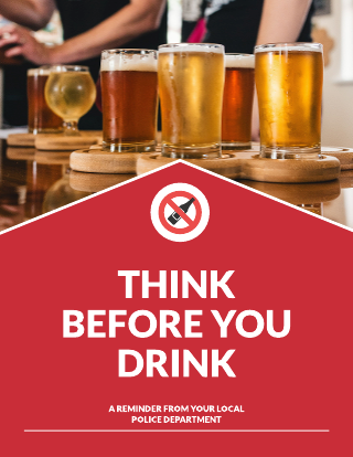 Polygonal Red Alcohol Reminder Poster Template