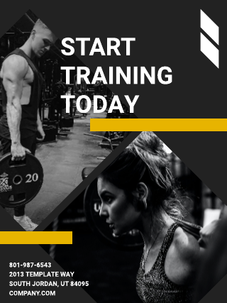 Black Fitness Gym Poster Template