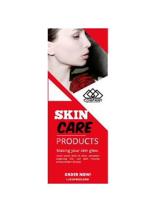 Red White Skin Care Vertical Print Banner Template