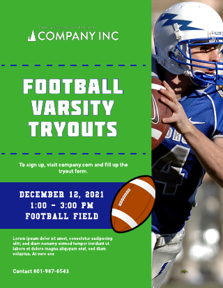 Football Tryout Green Flyer Template