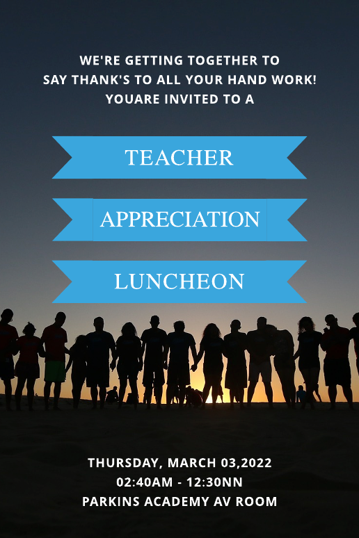 (Blue) Teacher Appreciation Luncheon Invitation