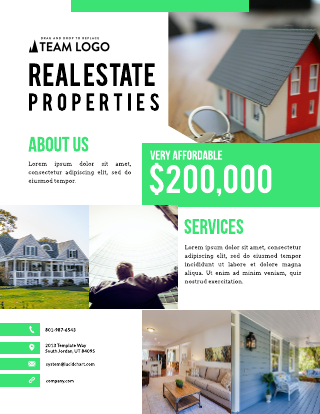 Lime Green Polygonal Real Estate Flyer Template