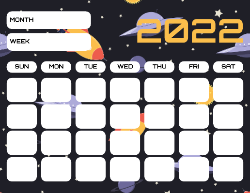Space Illustrate Weekly Calendar