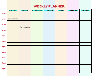 Neon weekly planner template