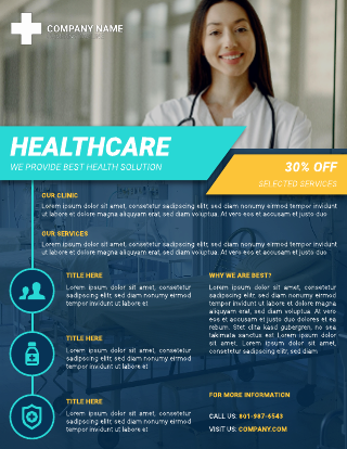 Blue And Yellow Health And Medical Flyer Template