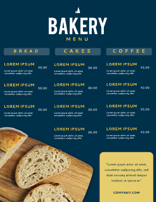 Blue and Yellow Bakery Menu Template