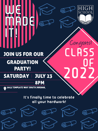 Pink & Blue Graduation Poster Template